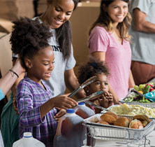 Photo of a buffet. Links to Beneficiary Designations page.